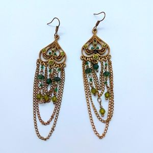 ⭐2 for $10⭐ Green gold chandelier earrings